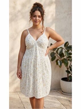 RACHEL ASHWELL Floral Lace Trim Smocked Pintuck Sundress Sz L